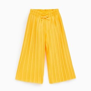 zara kids yellow pleated trouser pants